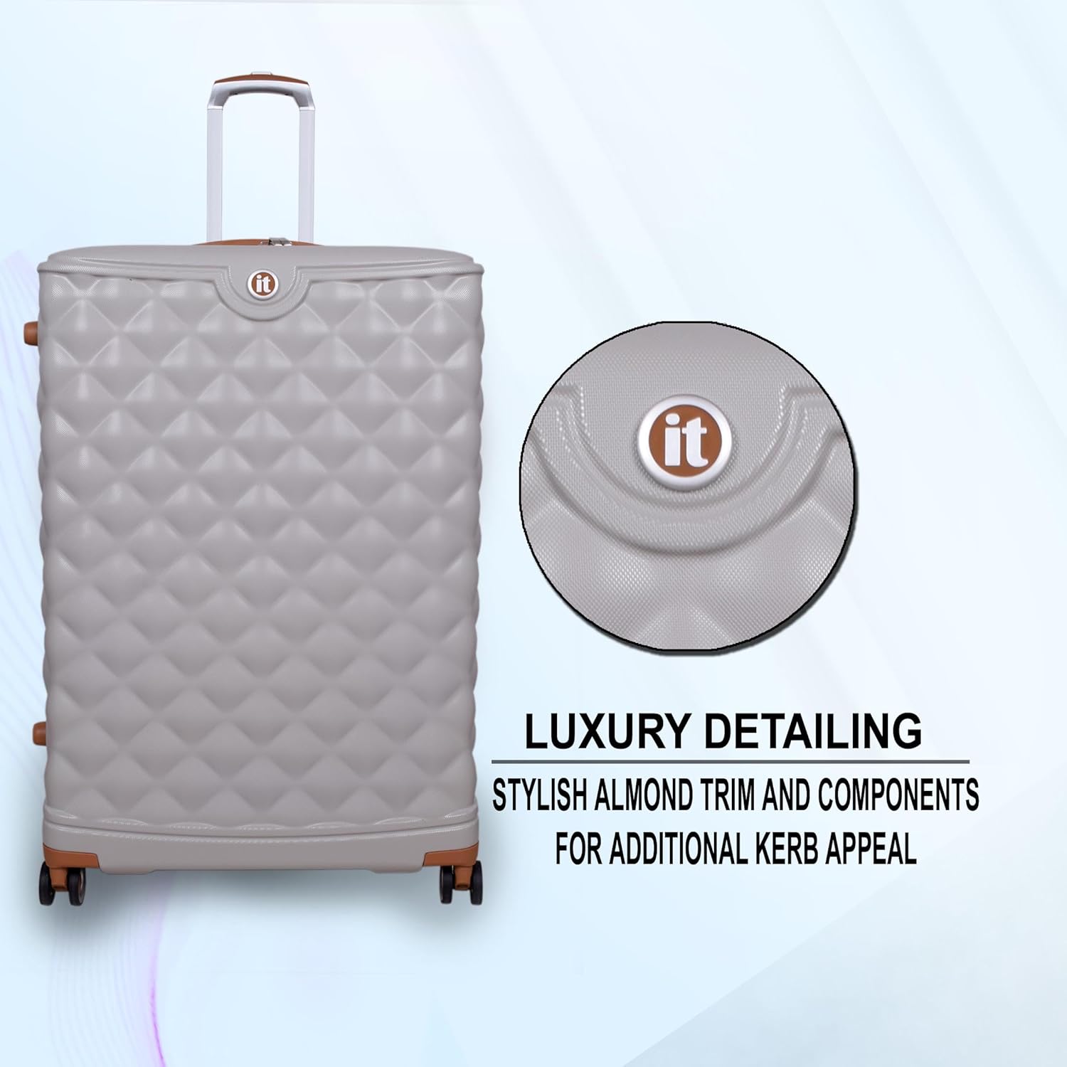 it luggage-Indulging-Light Grey-Set of 2-24 & 20 inches Expandable Cabin with Padded Laptop Section Hard Case Beautiful Interior Check-in Luggage 8 Wheel Trolley Bag