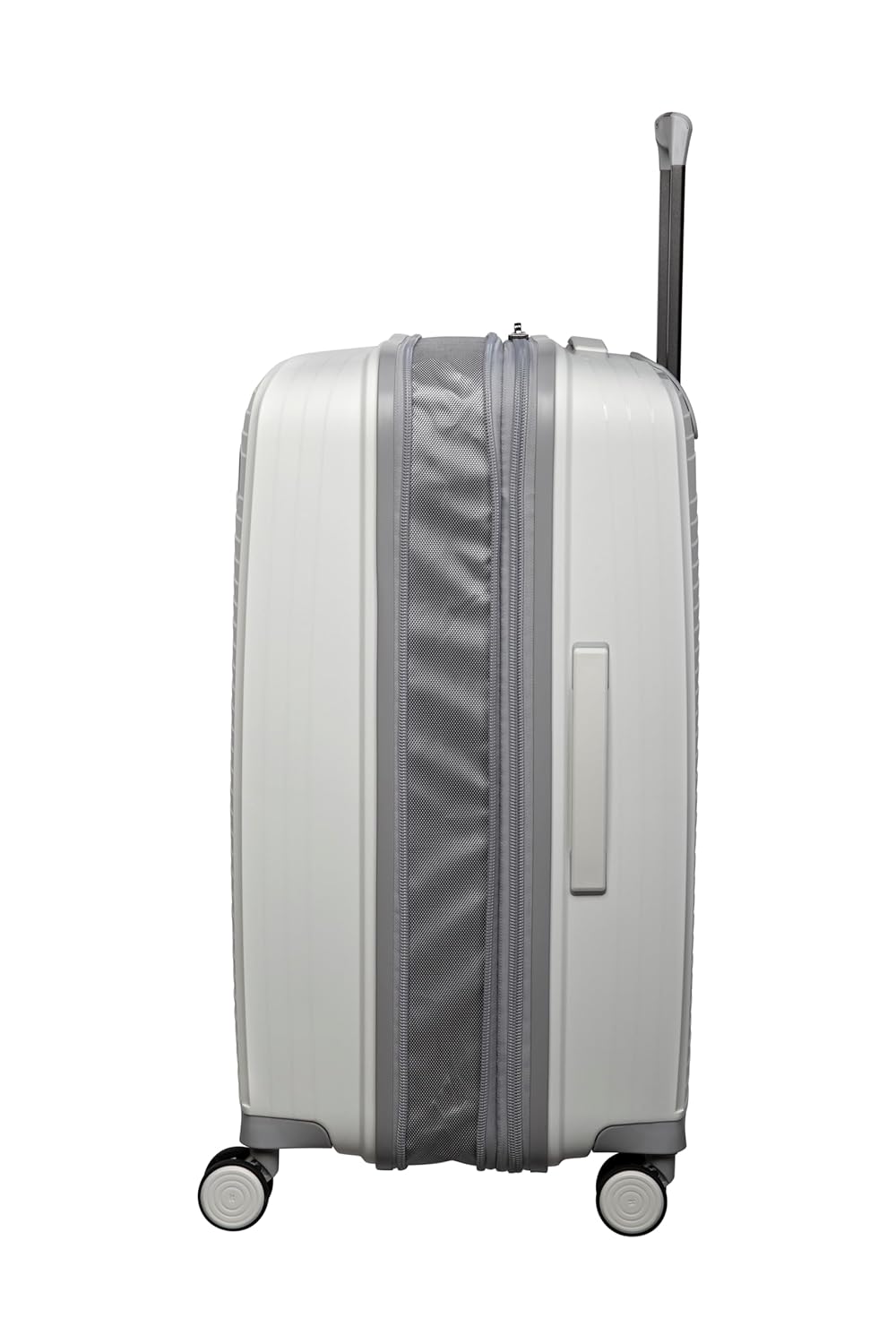 it luggage Spontaneous White Medium-24 inches Check-in Luggage Expandable Anti-Theft Zipper Polypropylene Hardsided with TSA Lock 8 Wheel Trolley Bag