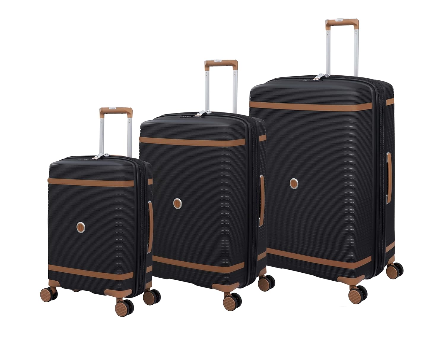 it luggage Illustrious Black-Set of 3-Large, Medium, Cabin-28,24 &20 inches Expandable Check-in Luggage Hard Case Beautiful Interior 8 Wheel Trolley Bag with TSA Lock & Wet Pouch Inside