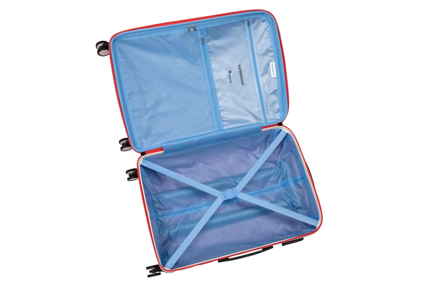 it luggage Intertide Red Medium-24 inches Expandable Polycarbonate Hard Case Check-in Luggage TSA Lock 8 Wheel Trolley Bag Water Proof Interior Pocket