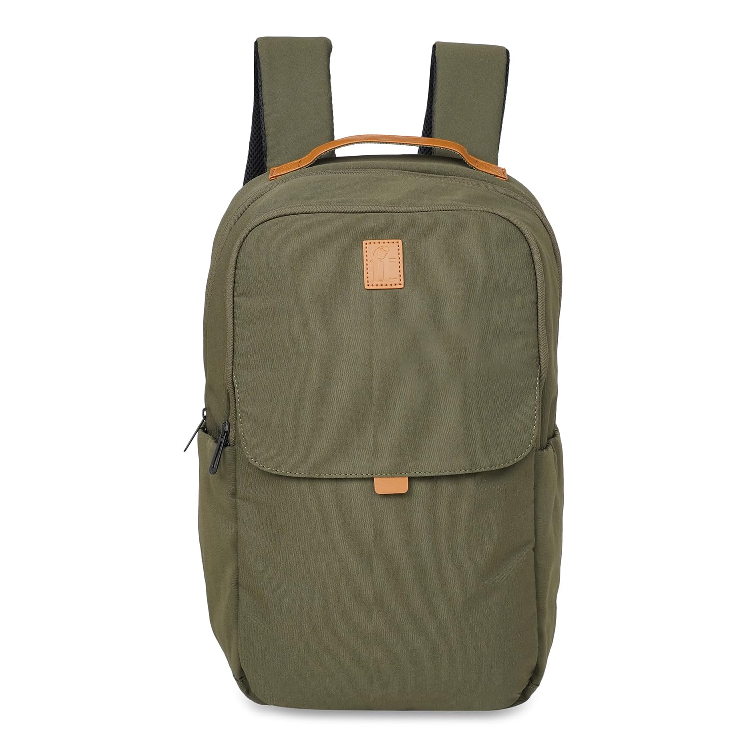 ft Backpack Daily Olive Green with Vegan Leather Trimmings Eco Responsible with two main Compartments Padded Laptop & Ipad section, Organizer, Premium Key holder Fashion Backpack for Men and Women