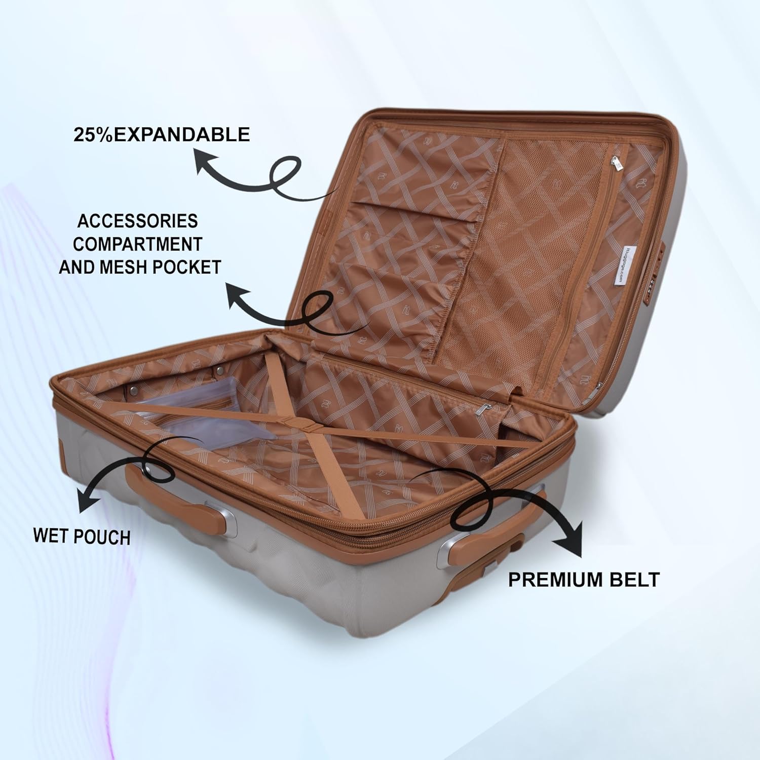 it luggage Indulging Light Grey-Set of 2-Large & Cabin-28 & 20 inches Expandable Cabin with Padded Laptop Section Hard Case Beautiful Interior 8 Wheel Trolley Bag