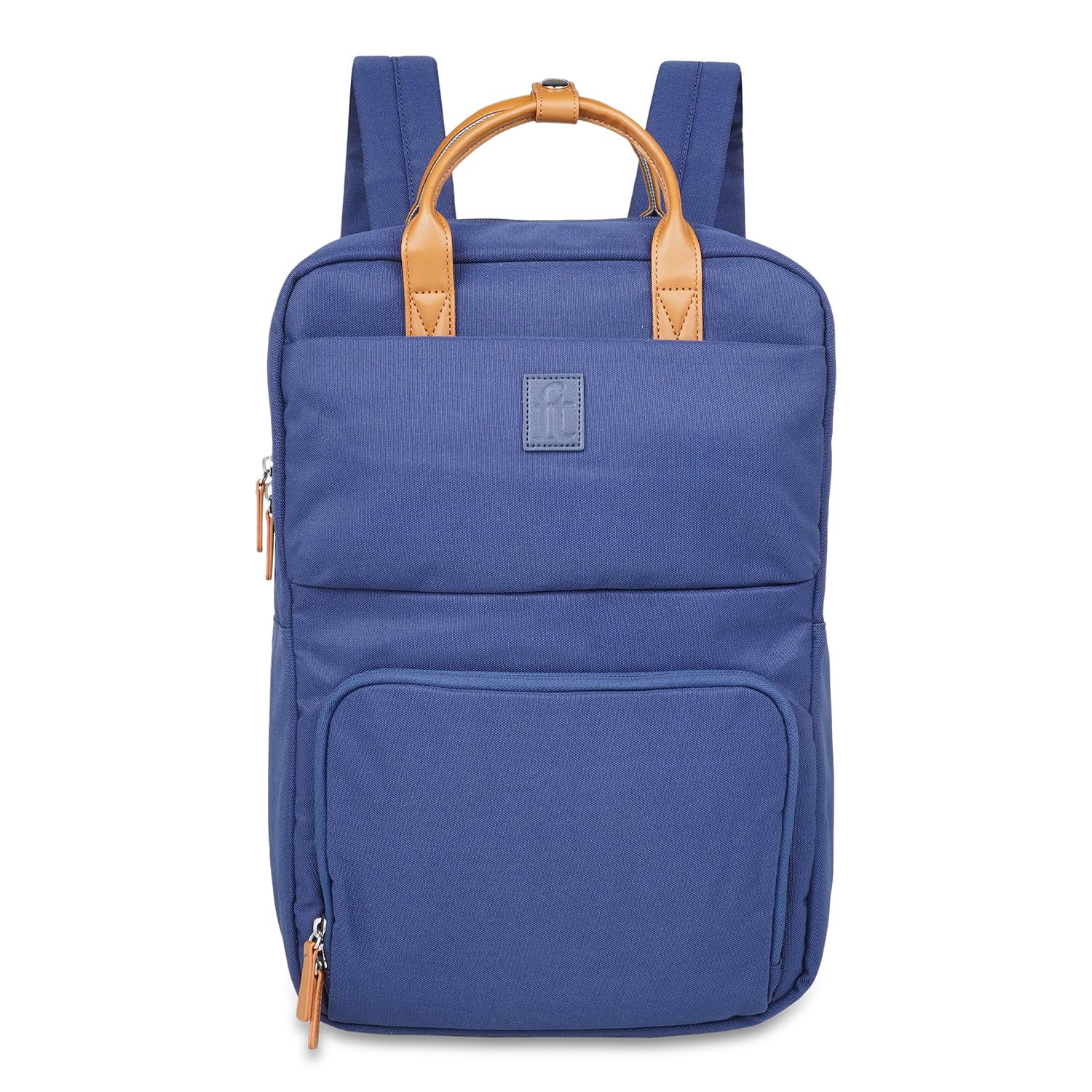 ft Backpack Weekender Blue with Vegan Leather Trimmings Eco Responsible with one main compartment Padded Laptop section, Organizer and premium Key holder Fashion Backpack for Men and Women