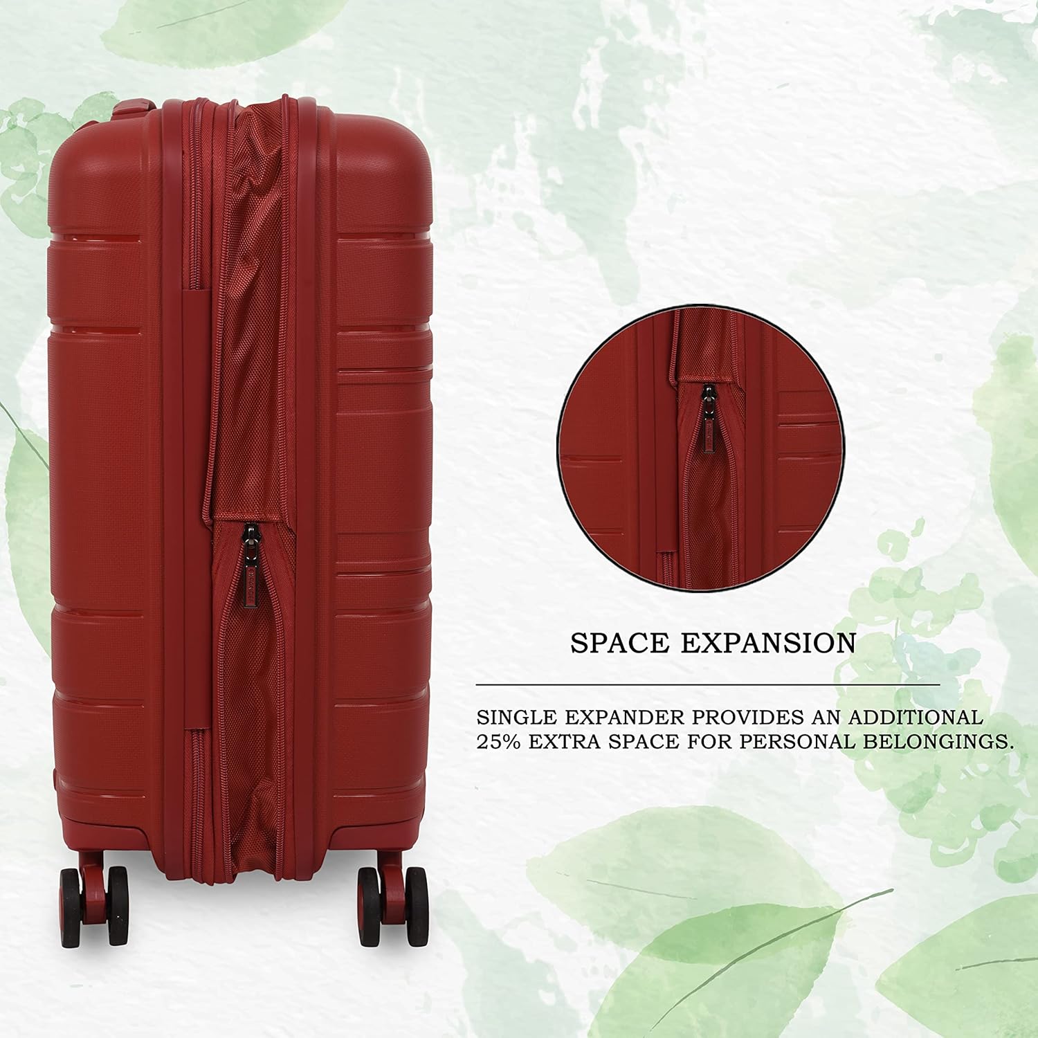 it luggage Eco Tough German Red Cabin-20 inches Expandable Eco-Friendly Polypropylene Hardsided with TSA Lock & Wet Pouch Inside 8 Wheel Trolley Bag