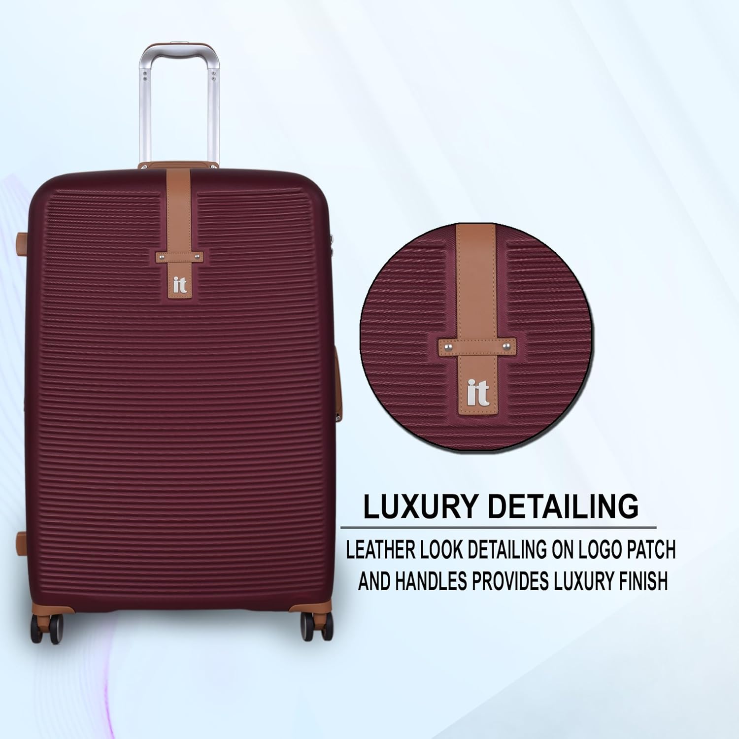 it luggage- Shoreside-Burgundy-Medium-24 inches Expandable Hard Case Beautiful Interior with Wet Pouch Check-in Luggage 8 Wheel Trolley Bag