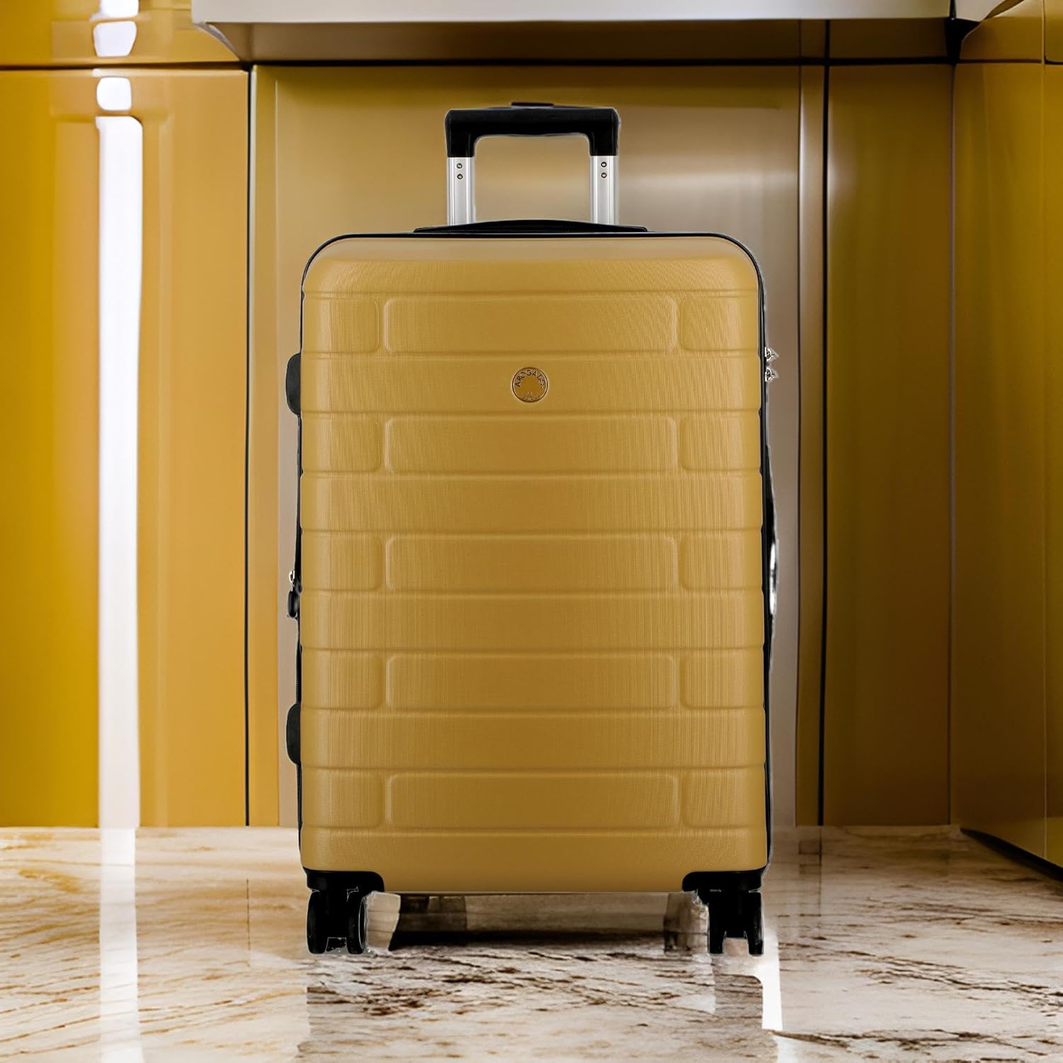 JUMP ESCO -Mustard- Set of 3-Large, Medium, Cabin-76,66,55 cm Expandable Hardsided 8 Wheel Luggage with TSA Lock
