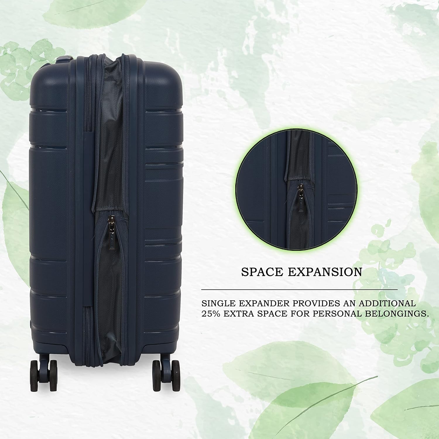 it luggage Eco Tough Blue Cabin-20 inches Expandable Eco-Friendly Polypropylene Hardsided with TSA Lock & Wet Pouch Inside 8 Wheel Trolley Bag