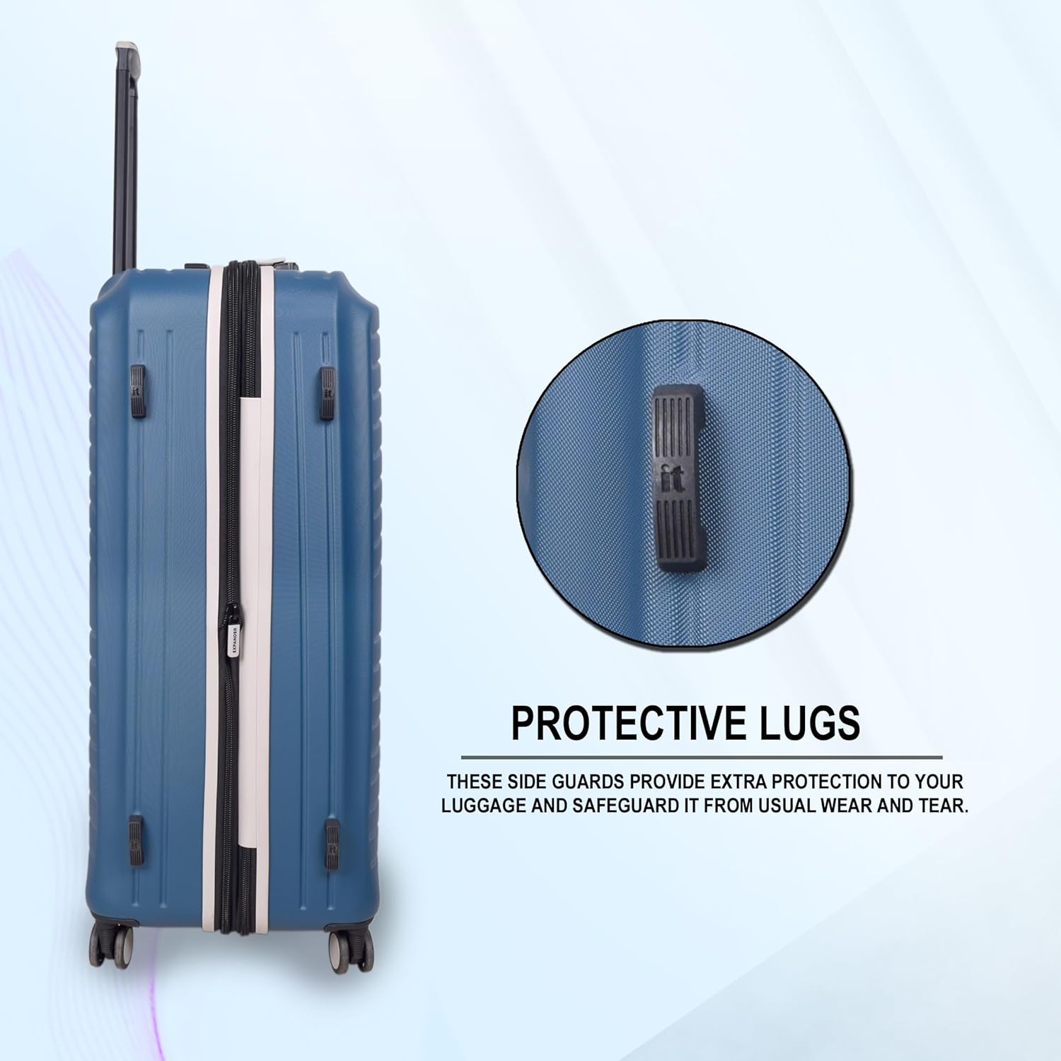 it luggage-Eco-Protect-Teal Blue-Combo-Large & Cabin-28 & 20 inches- Expandable -Carry-on & Check-in Luggage-Eco-Friendly -ABS-Hardsided Luggage with TSA Lock -8 Wheel Trolley Bag