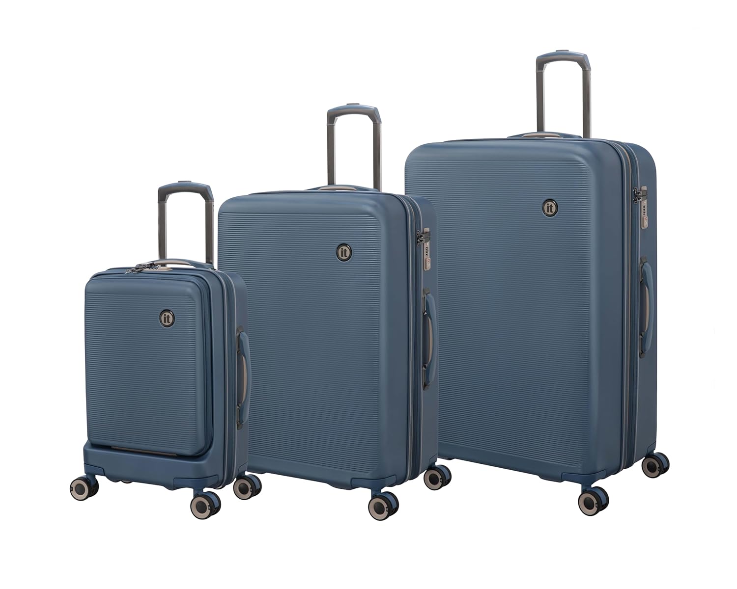 it luggage Rapidity-Teal Blue Set of 3-28,24 & 20 inches-Cabin with Padded Laptop Section, Large & Medium-Expandable Polycarbonate Hard Case 8 Wheel Trolley Bag with TSA Lock & Wet Pouch Inside