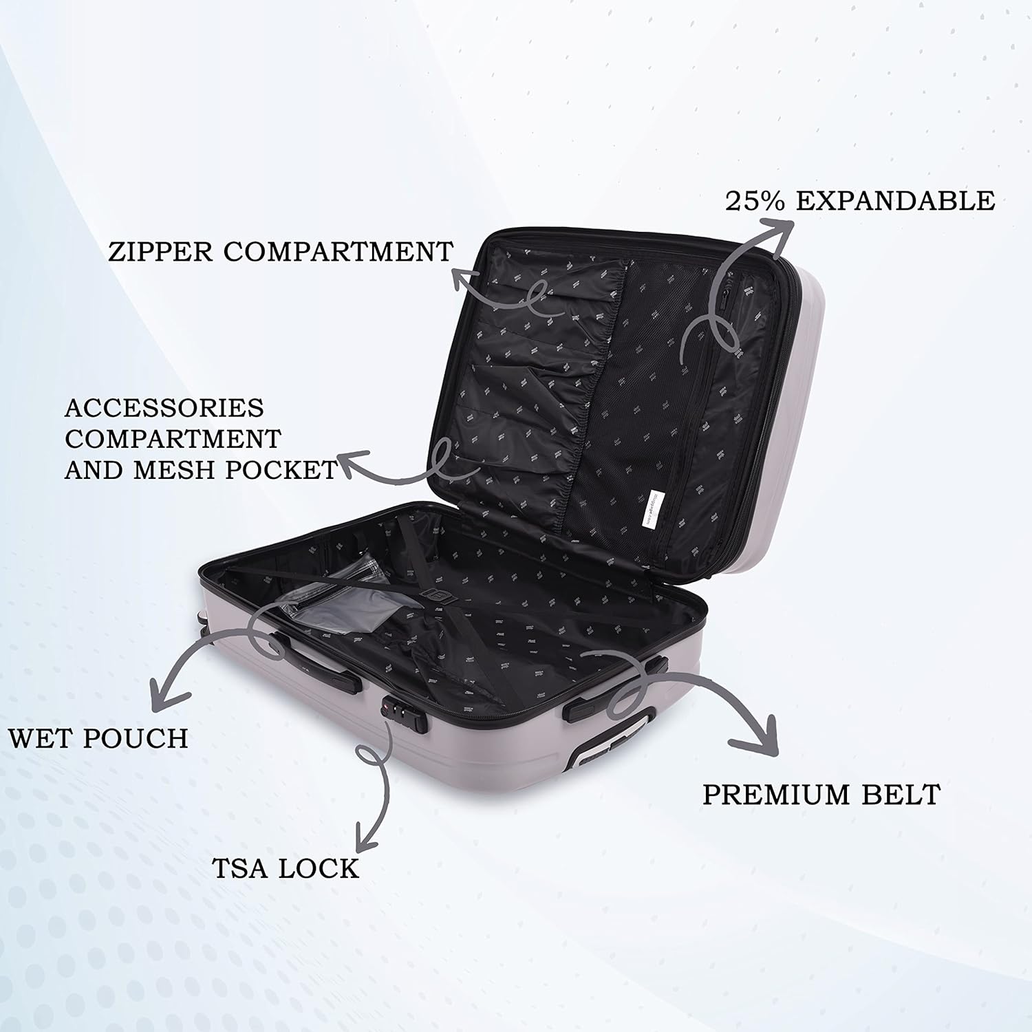 it luggage Fashionista Glossy Grey Large-28 inches Expandable PC Hardsided with TSA Lock 8 Wheel Trolley Bag