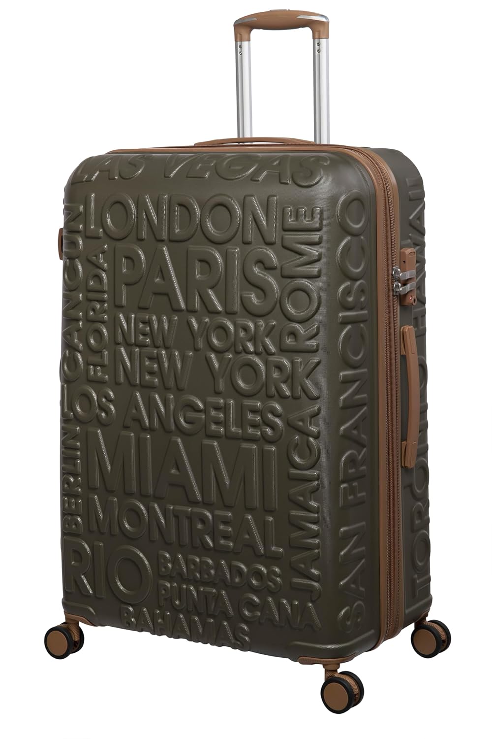 it luggage-Destinations-Dark Olive-Large-28 inches-Expandable Hardsided Suitcase Travel Bag 8 Wheel Trolley Bag with TSA Lock & Wet Pouch Inside