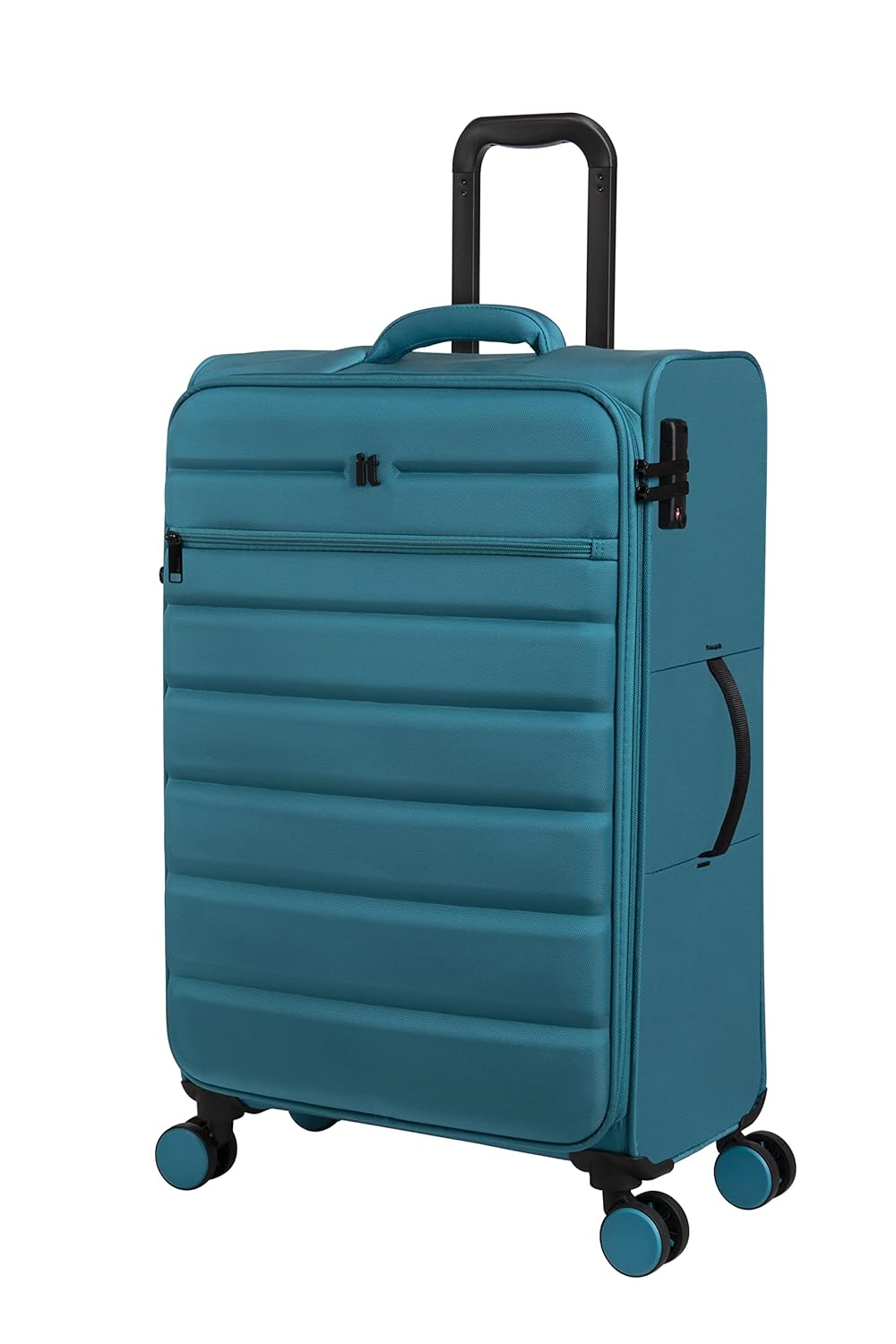 it luggage CensusTeal Blue Medium-71cm Softsided 8 Wheel Trolley Bag with TSA Lock Check in Luggage