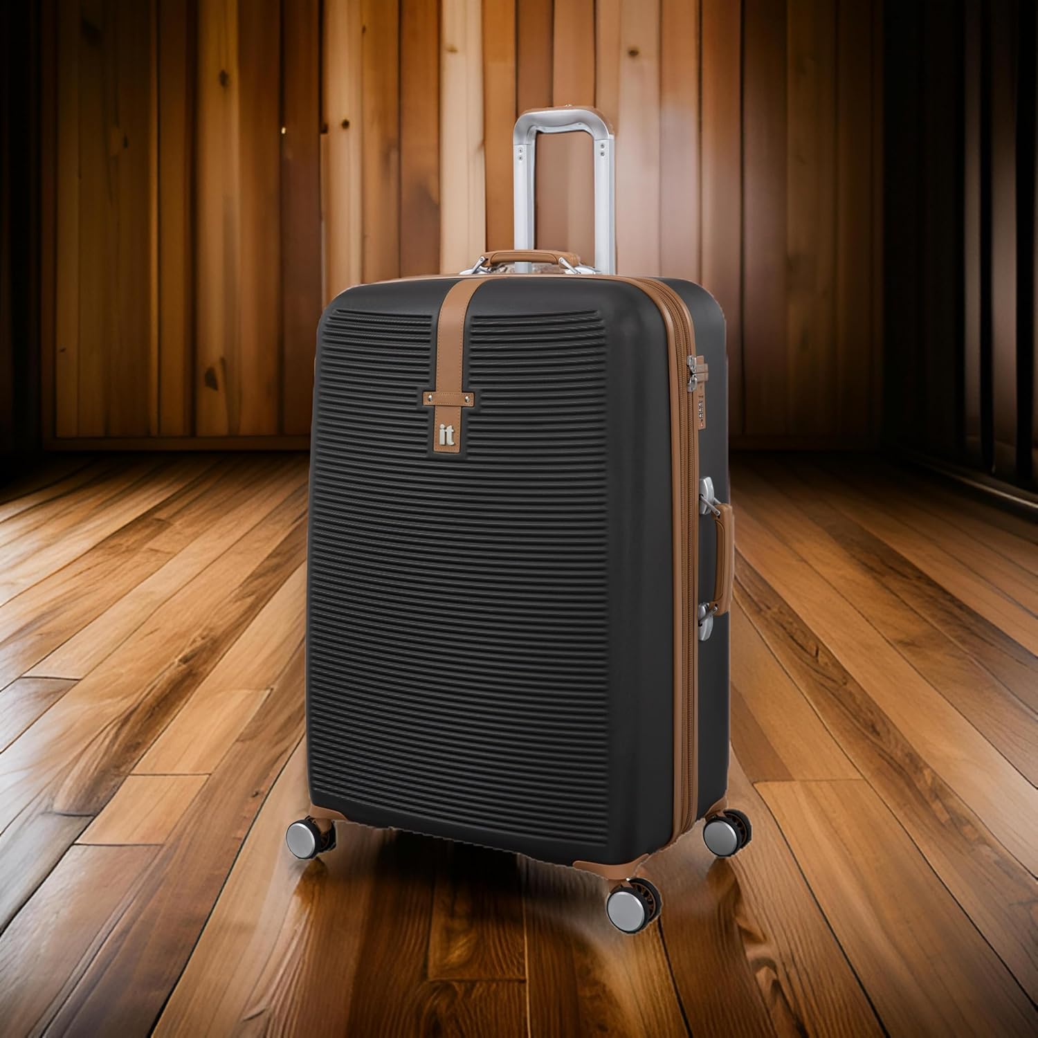 it luggage Shoreside Coffee Brown-Set of 3-Large, Medium and Cabin-28,24,20 inches Expandable Cabin & Check-in Luggage with Wet Pouch Inside Hard Case Beautiful Interior 8 Wheel Trolley Bag