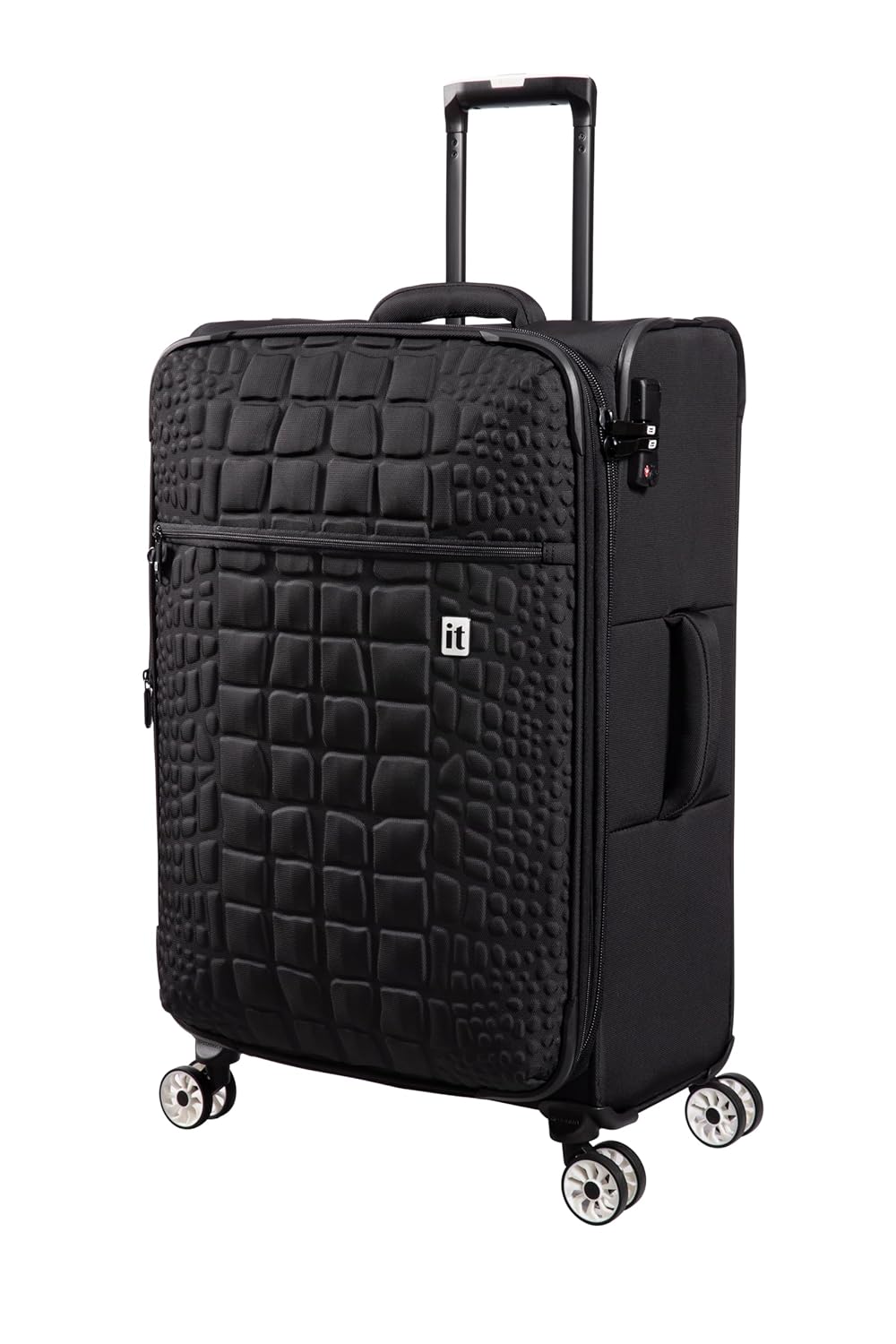 it luggage Reptilian-Black- Combo-Medium & Cabin-24 & 20 inches -Expandable- Softsided with TSA Lock 8 Wheel Trolley Bag