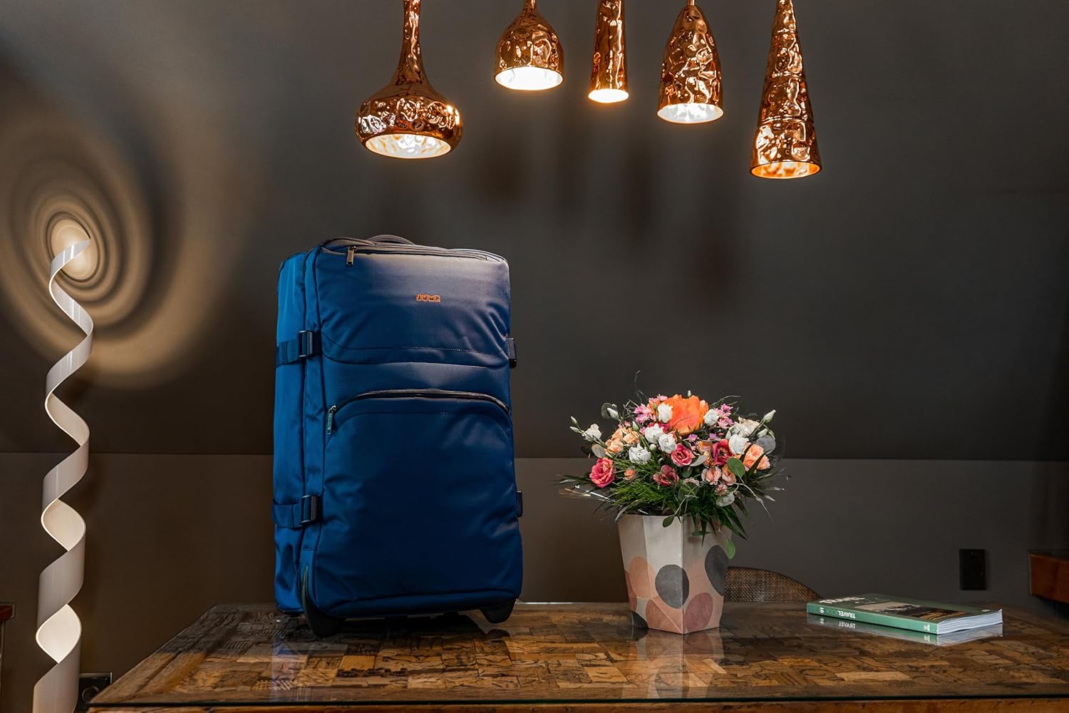 JUMP Moorea 2 MX11-Navy Blue Cabin-55cm Rolling Duffle Luggage Bag Softsided 2 Wheel with TSA Lock