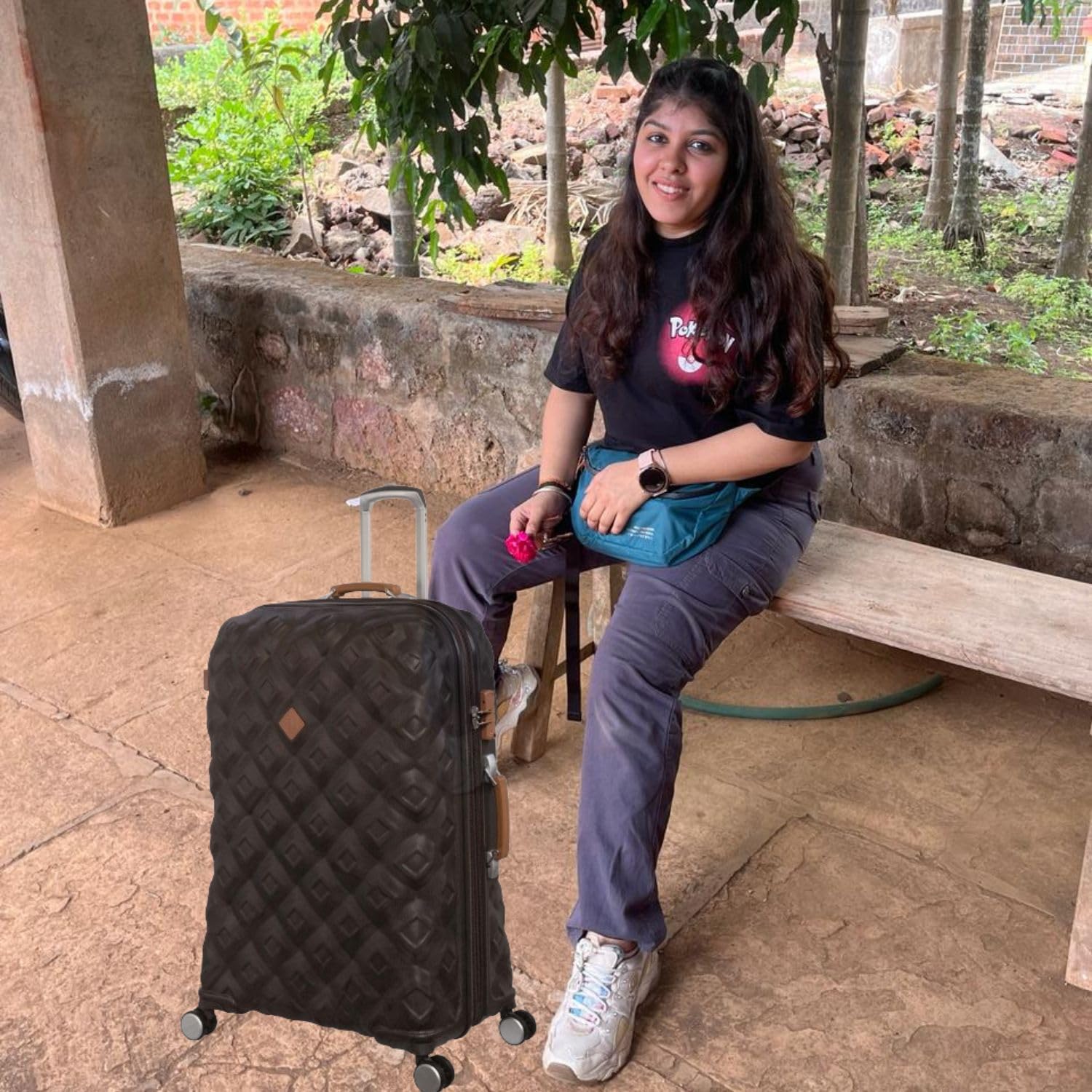 it luggage Embellish-Brown Set of Two-Large & Small-28 & 20 inches-Cabin & Check-in Luggage Hardsided Expandable 8 Wheel Trolley Bag with TSA Lock and Wet Pouch Inside