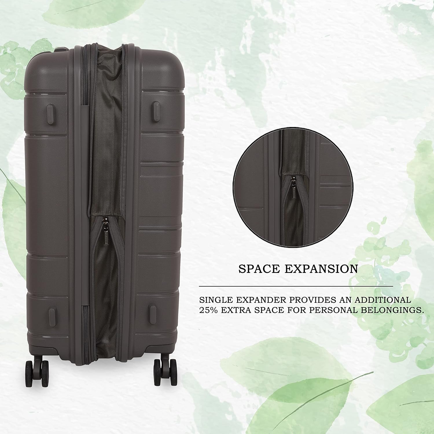 it luggage EcoTough Metal Grey Set of 3-Large, Medium & Cabin-20,24,28 inches Expandable Eco-Friendly Polypropylene Hardsided with TSA Lock & Wet Pouch Inside 8 Wheel Trolley Bag