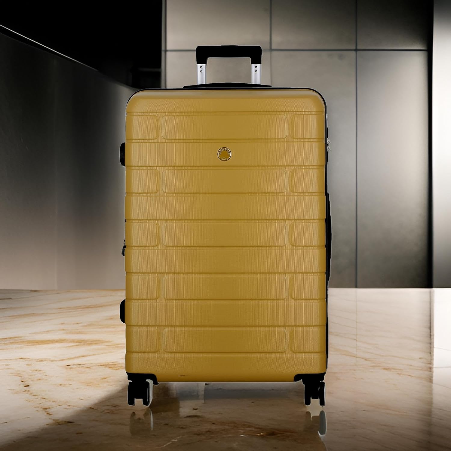 ESCO ES28-Mustard-Large-76cm Expandable Hardsided 8 Wheel Luggage with TSA Lock