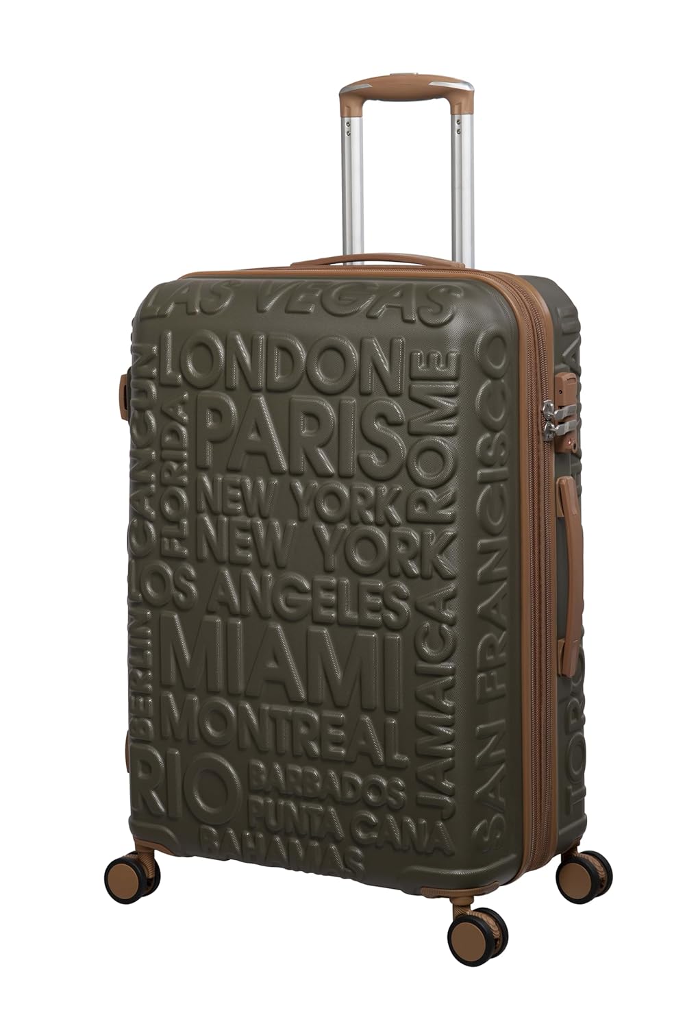 it luggage-Destinations-Dark Olive-Medium-24 inches-Expandable Hardsided Suitcase Travel Bag 8 Wheel Trolley Bag with TSA Lock & Wet Pouch Inside