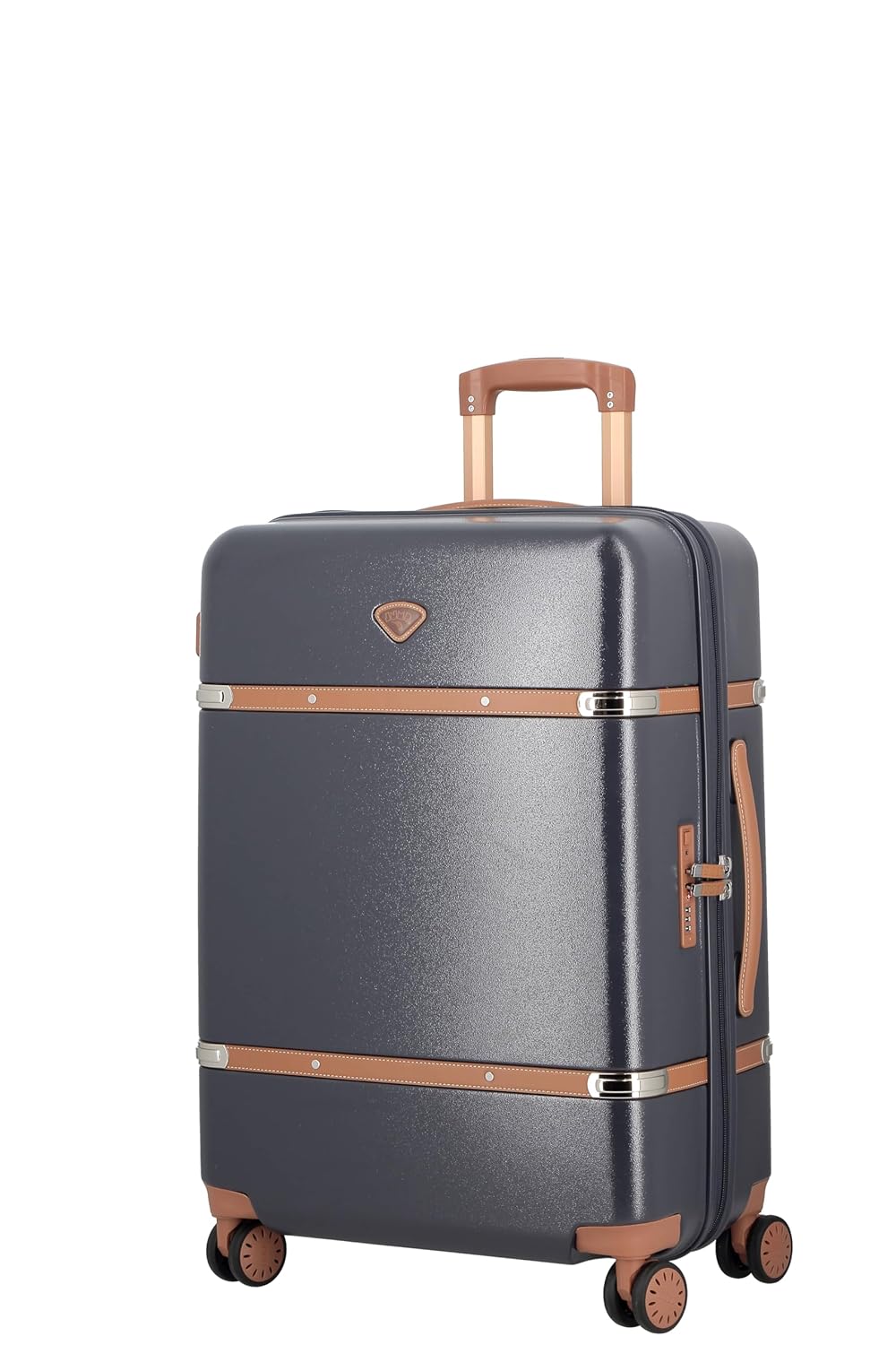 Cassis Riviera-Navy Blue-Medium-66 cm Eco Responsible Expandable Hardsided 8 Wheel Luggage with TSA Lock, Anti-Theft Zipper,Name Tag and Luxury Bag Cover