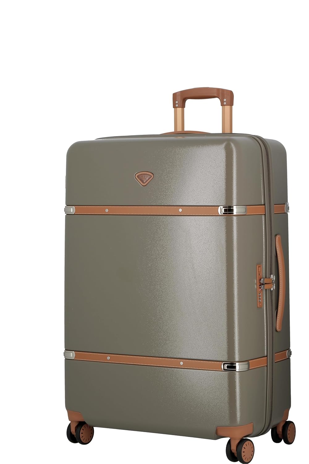 Cassis RIVIERA-Khaki-Large-77cm Eco Responsible Expandable Hardsided 8 Wheel Luggage with TSA Lock, Anti-Theft Zipper, Name Tag and Luxury Bag Cover