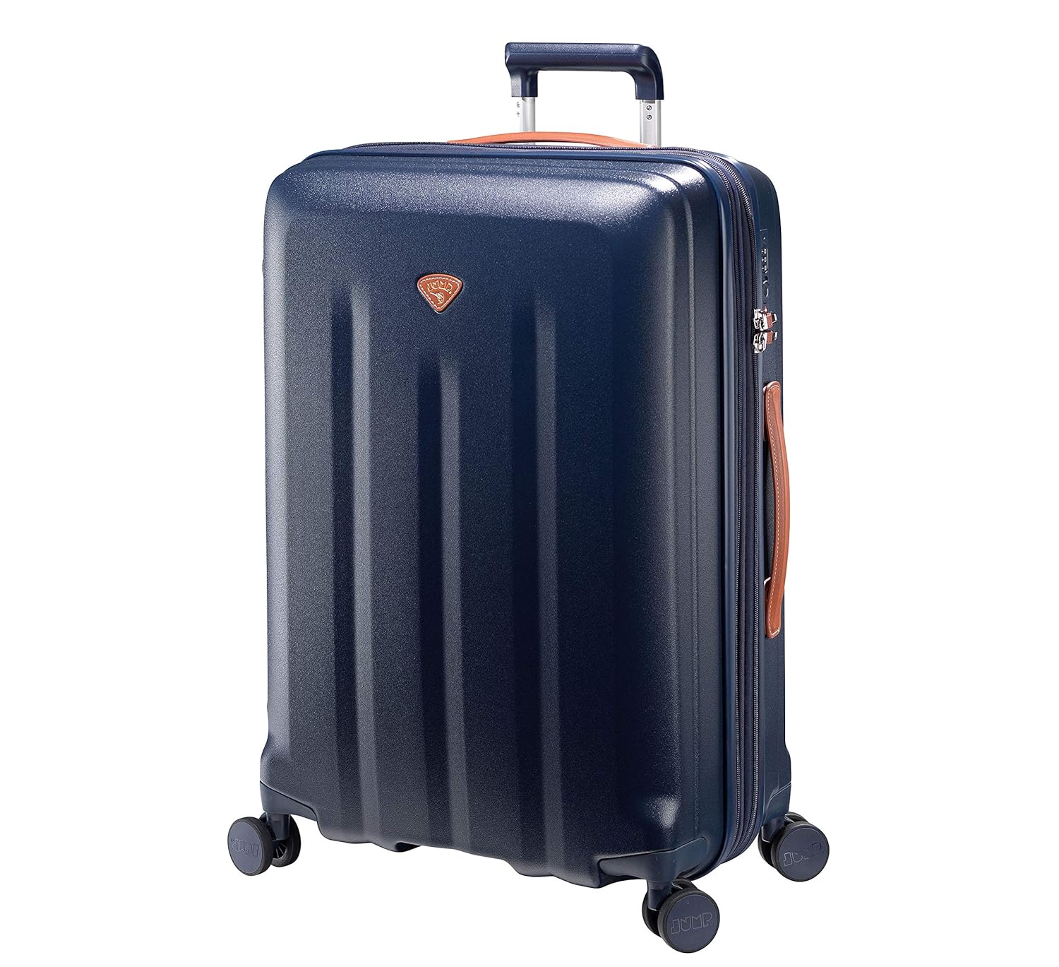 JUMP Uppsala Rigid-Navy Blue-Set of 2-Medium & Cabin-69,56 cm Expandable Hardsided 8 Wheel Luggage with TSA Lock, Anti-Theft Zipper,Name Tag and Luggage Cover