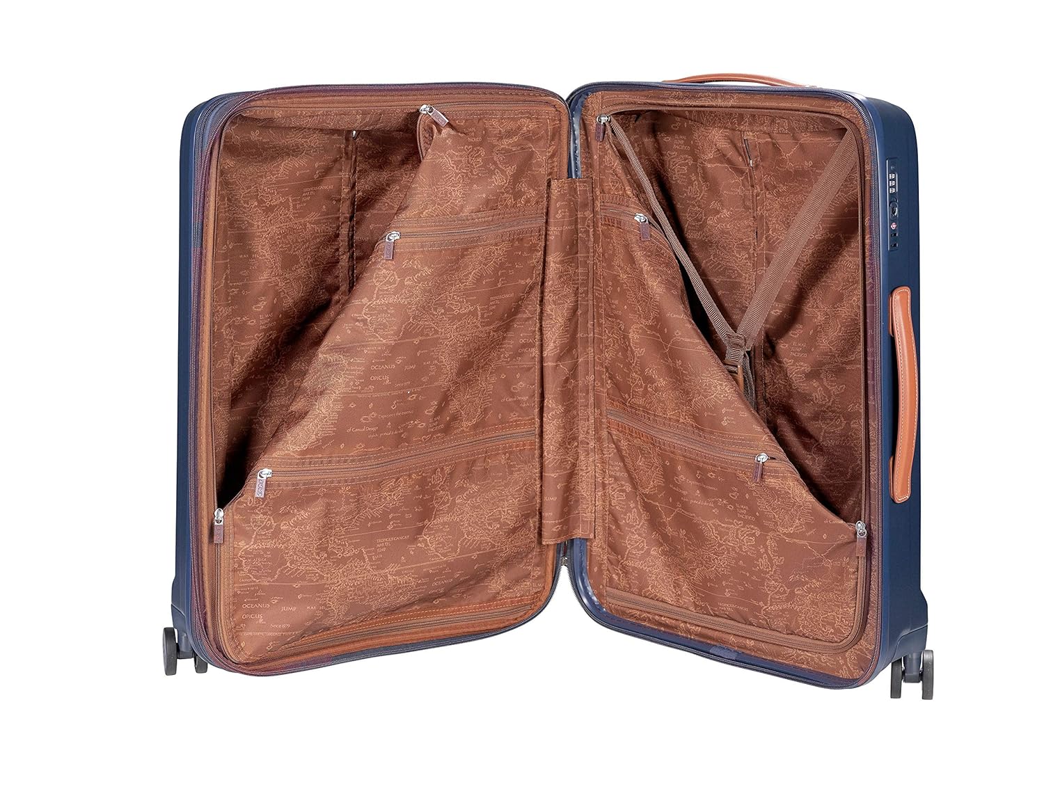 Uppsala Rigid-Navy Blue-Set of 2- Large & Medium -76,69 cm Expandable Hardsided 8 Wheel Luggage with TSA Lock, Anti-Theft Zipper, Name Tag and Luggage Cover